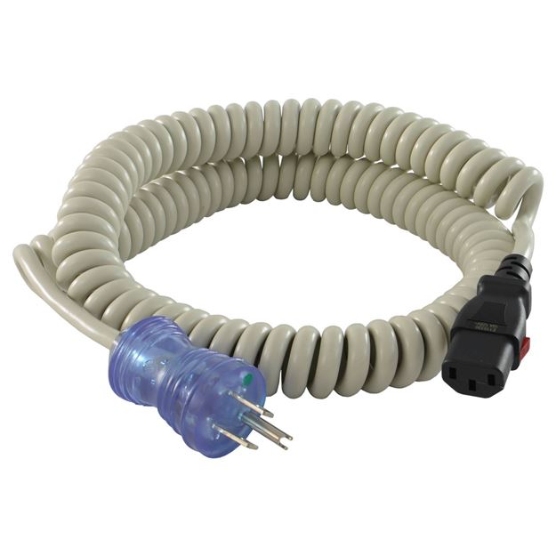 Picture of 5-15P to C13 Push Lock Hospital Grade Coiled Cord