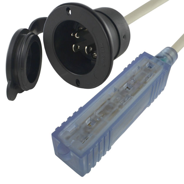 15/20 Amp Power Inlet Socket with Tri-Outlet Power Strip 